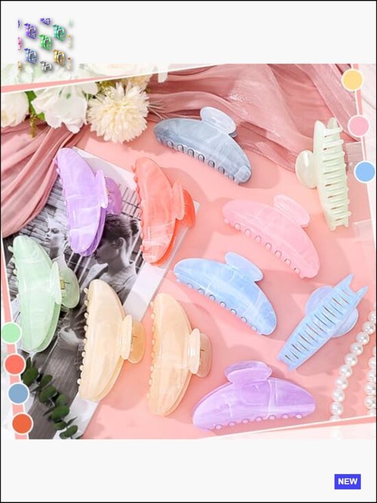 16 Acrylic Hair Claw Clips Set Non-Slip Large Barrettes for Thick Hair Styling main image 5